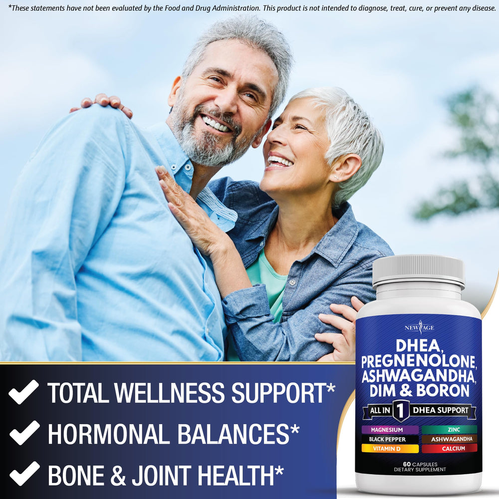NEW AGE DHEA product illustrating pregnenolone included for hormone support.