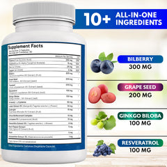 Close-up of New Age Eye Health capsules highlighting lutein and zeaxanthin.