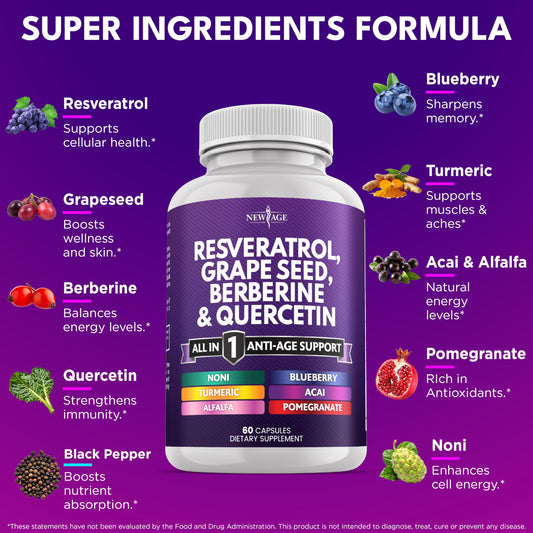 NEW AGE Grapeseed Extract capsules emphasizing antioxidant support in a convenient daily dose