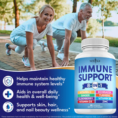 NEW AGE capsules close-up showing vitamin C, D3, and zinc blend