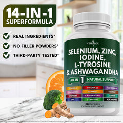 New Age bottle with ingredients list close-up for transparent formulation