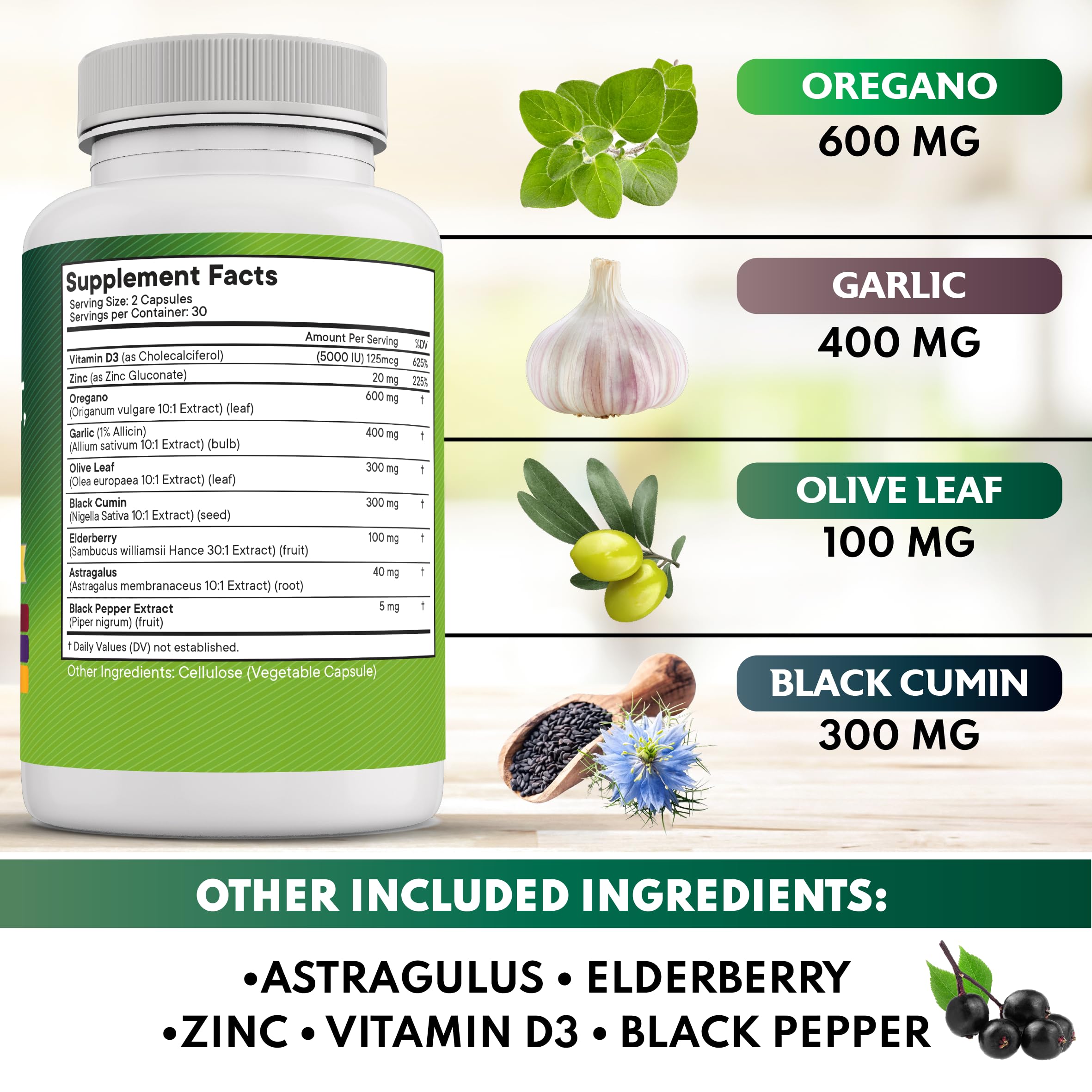 New Age ingredients vetted label closeup communicates trusted formula.