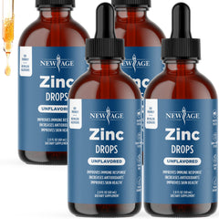 NEW AGE Liquid Zinc Drops for All Ages bottle with dropper, easy daily dosing.