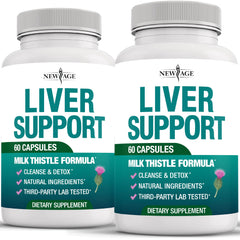 NEW AGE liver cleanse bottle front highlighting comprehensive liver support formula