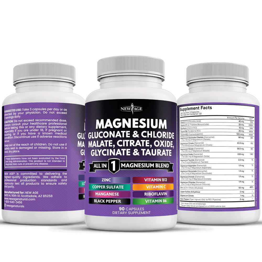 New Age magnesium multi-mineral formula highlights comprehensive joint and energy support.