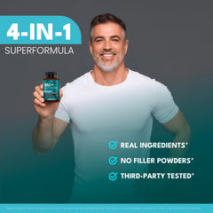 NEW AGE NAD+ Plus daily-dose panel shows two capsules for routine energy