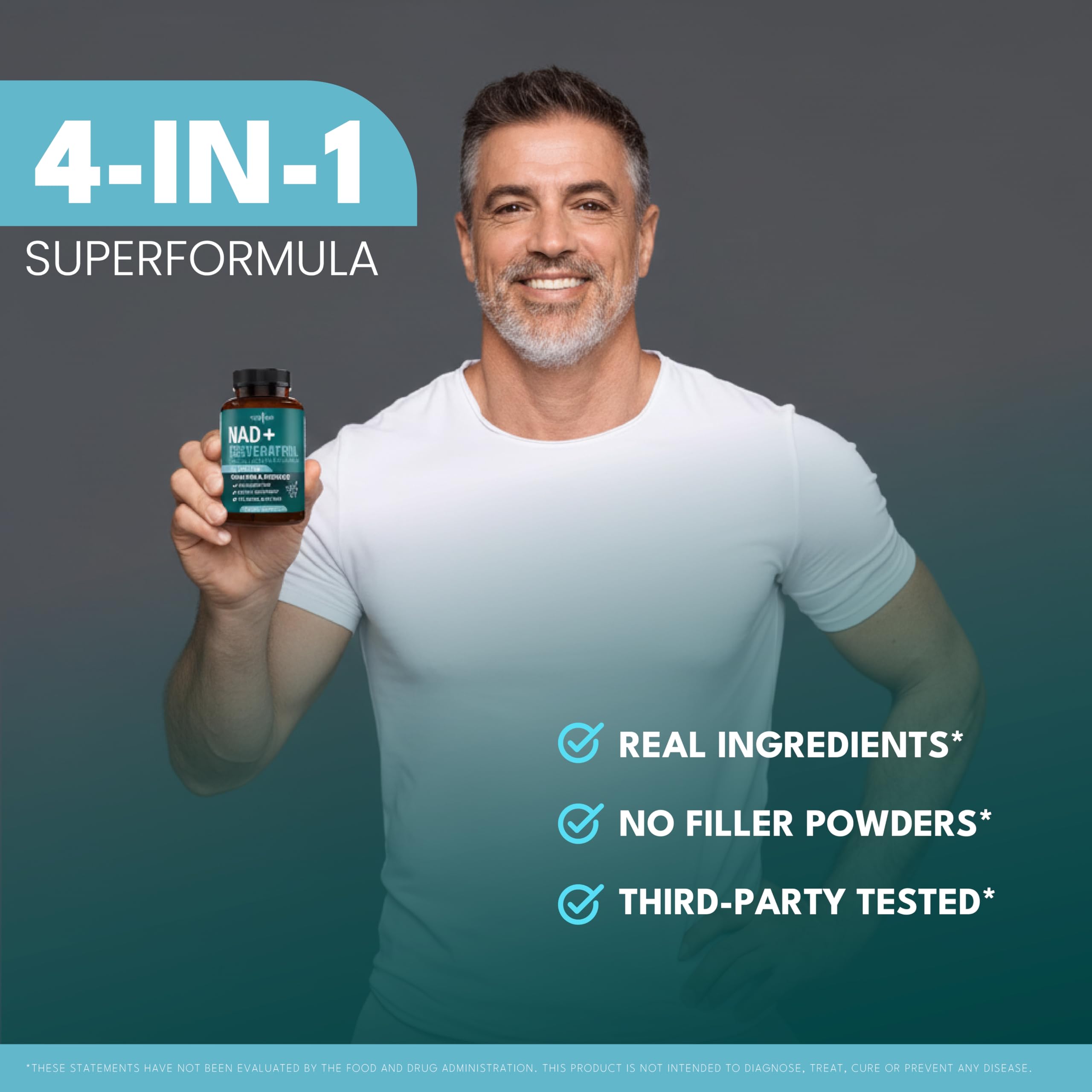NEW AGE NAD+ with resveratrol and CoQ10 boosts antioxidant profile.