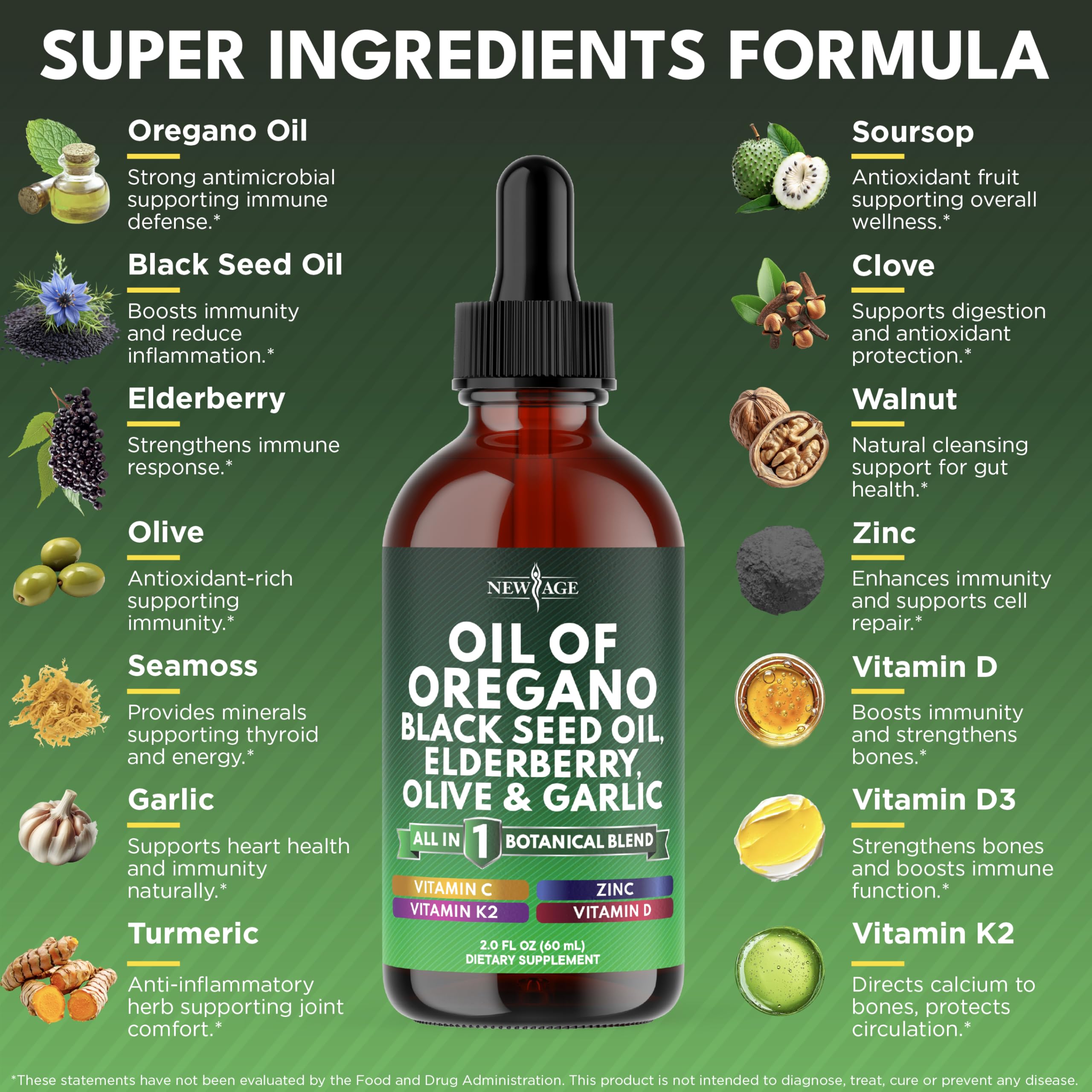 NEW AGE Oil of Oregano Drops dropper in use for easy daily dosing.