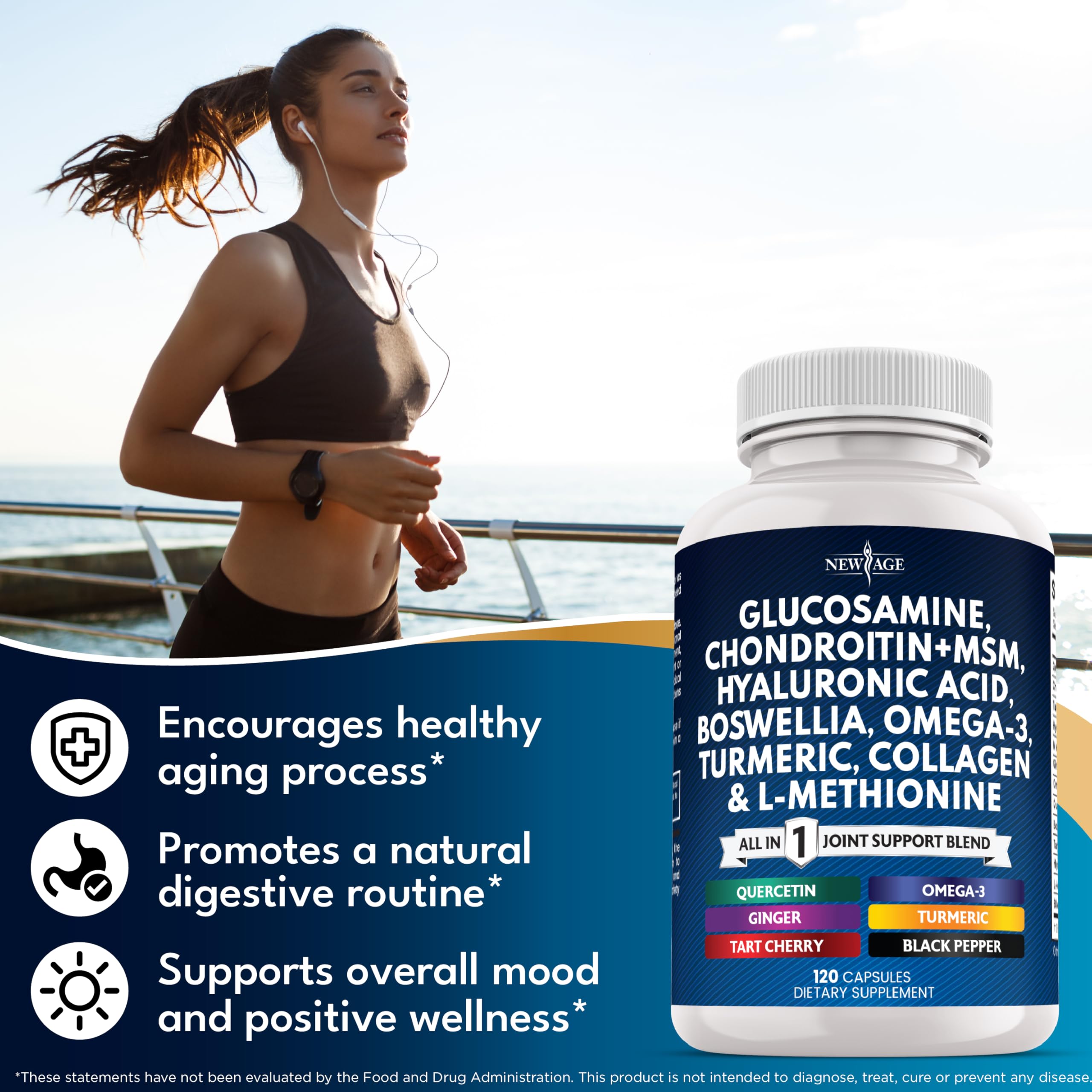 NEW AGE Omega-3 softgels bottle highlights convenient omega-3 option