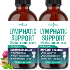 New Age Organic Lymphatic Drainage Drops bottle front view highlighting premium herbal formula