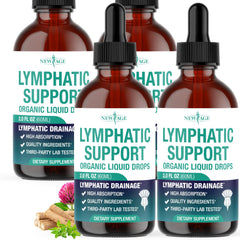 New Age Lymphatic Drainage Drops bottle showing herbal blend for daily wellness
