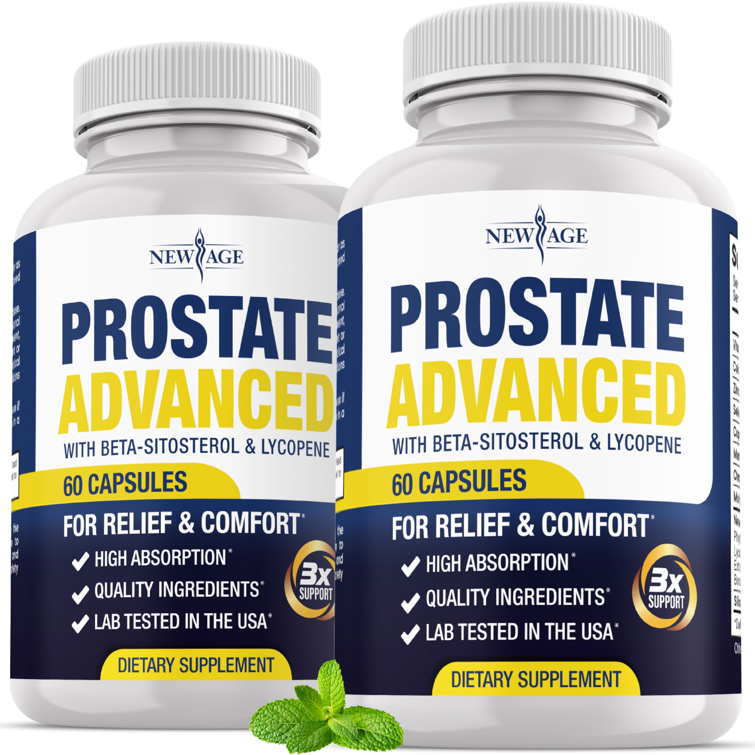 NEW AGE Prostate bottle front showing vegan formula for daily support