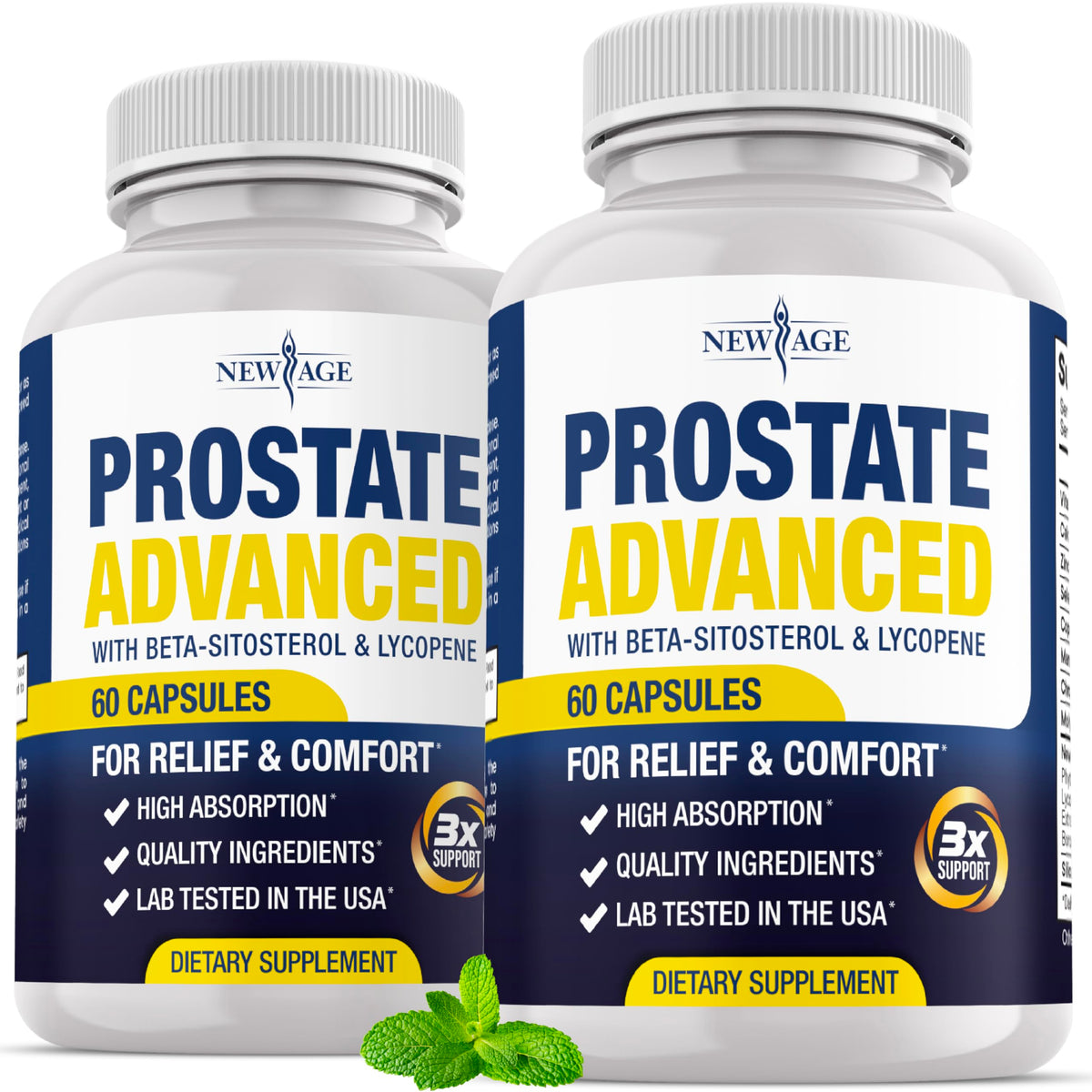 NEW AGE Prostate bottle front showing vegan formula for daily support