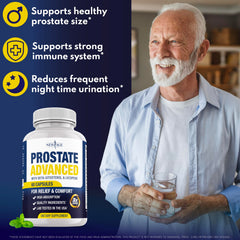 NEW AGE Prostate capsules closeup indicating easy daily intake
