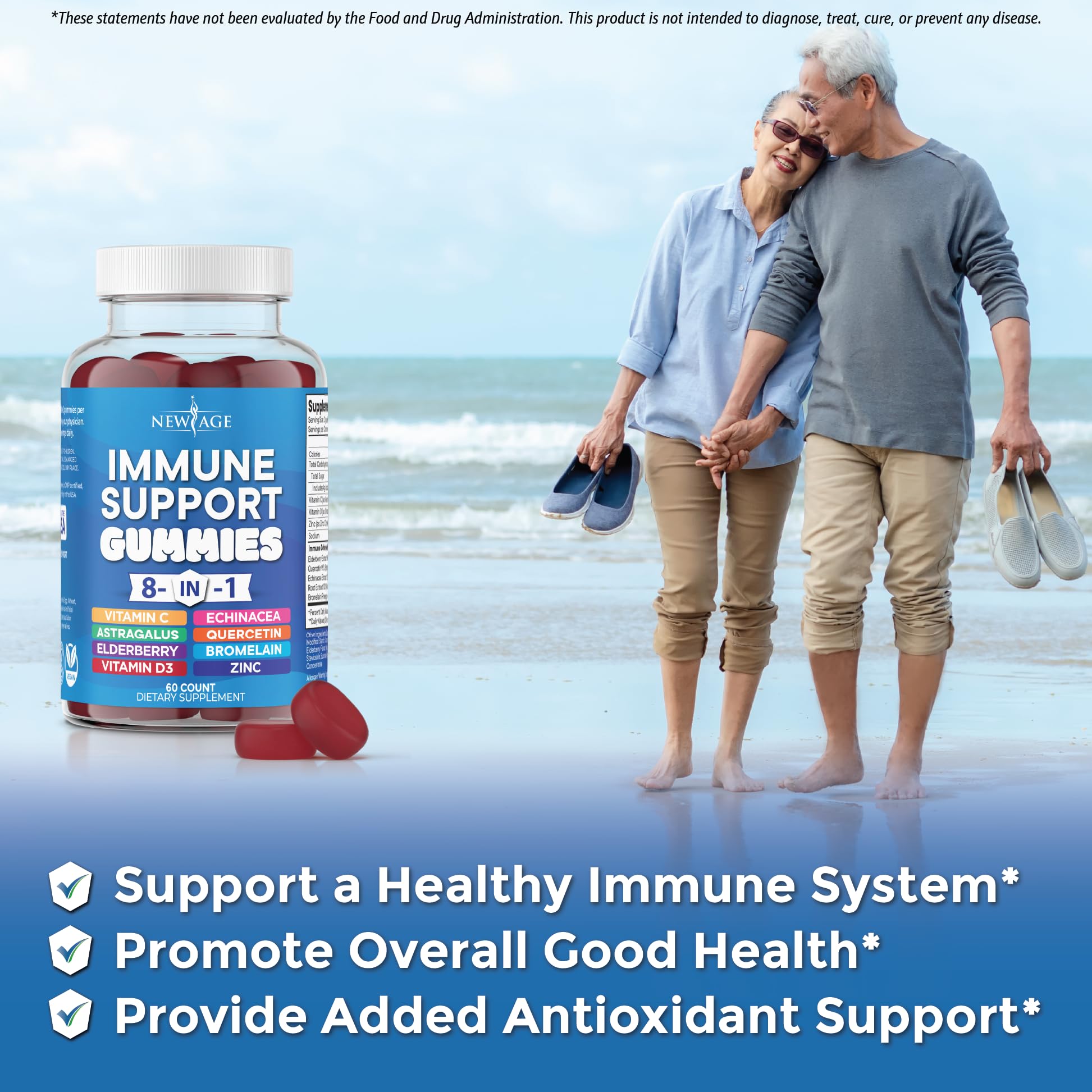 NEW AGE quercetin bromelain blend gummies offer seasonal support options.