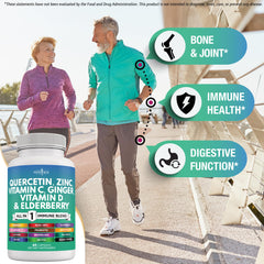 NEW AGE immune boost bottle with glass of water, simple daily ritual