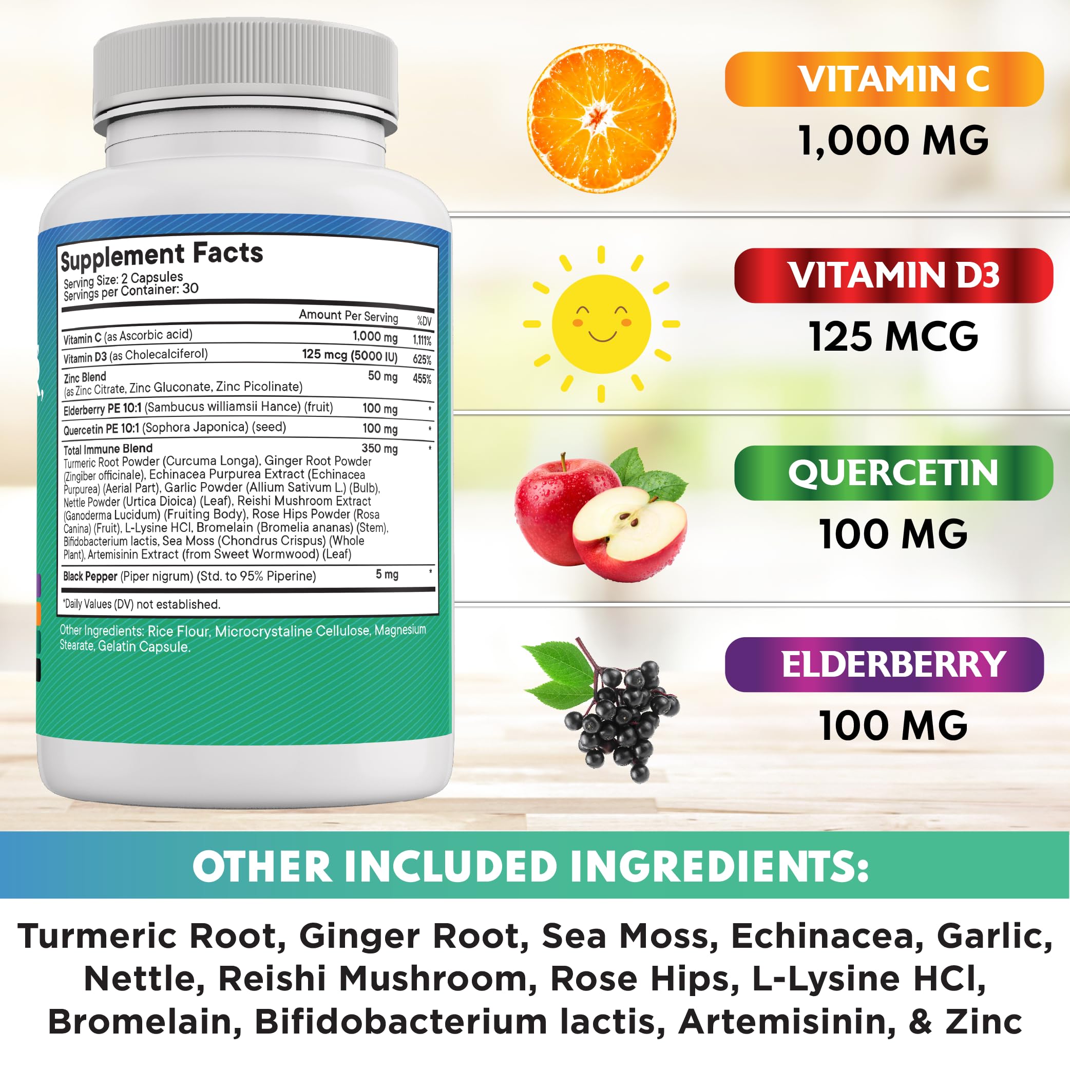 NEW AGE bottle label detail reveals elderberry and bromelain components