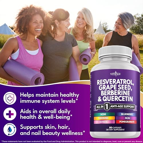 NEW AGE Resveratrol-Berberine capsules lined up for daily use.