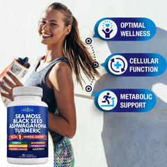 New Age Sea Moss capsules arranged for easy daily intake and vitality.