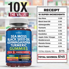 New Age Sea Moss Gummies packaging box showcases product details