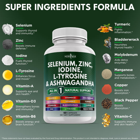 NEW AGE selenium zinc iodine blend capsules support mineral balance