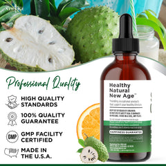 NEW AGE Soursop Drops testing seal indicating third-party verification
