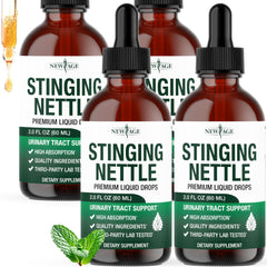 NEW AGE Stinging Nettle Root Drops bottle front, vegan tincture for daily wellness