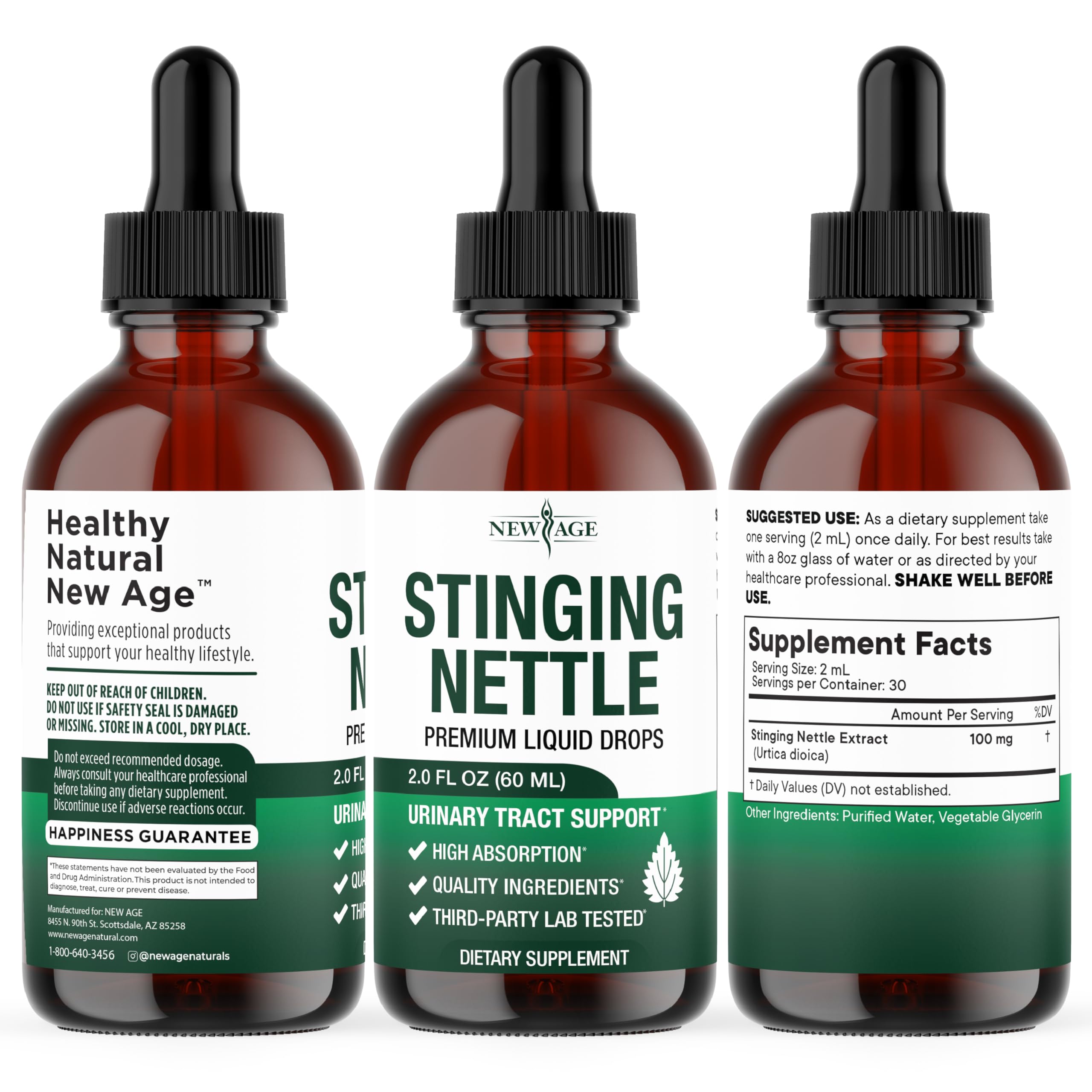 NEW AGE Stinging Nettle Root Drops mixed with water for easy daily use