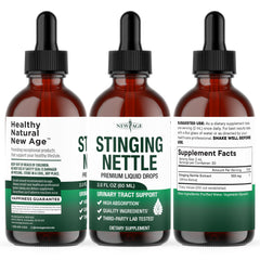 NEW AGE Stinging Nettle Root Drops mixed with water for easy daily use
