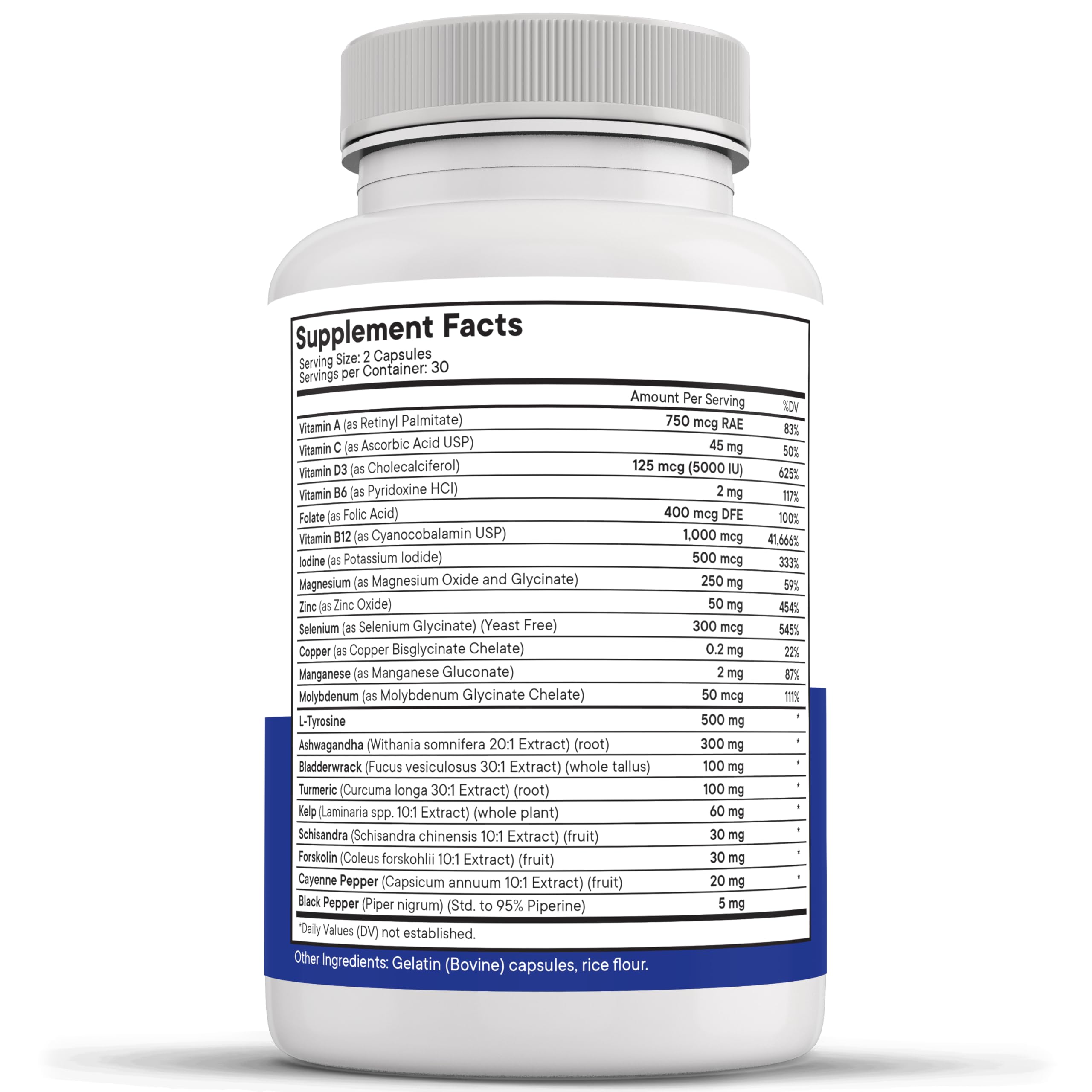 NEW AGE Thyroid Support iodine source bladderwrack depicted in the formula