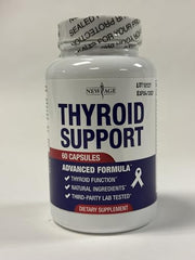 NEW AGE Thyroid Support label closeup highlighting minerals and herb blends