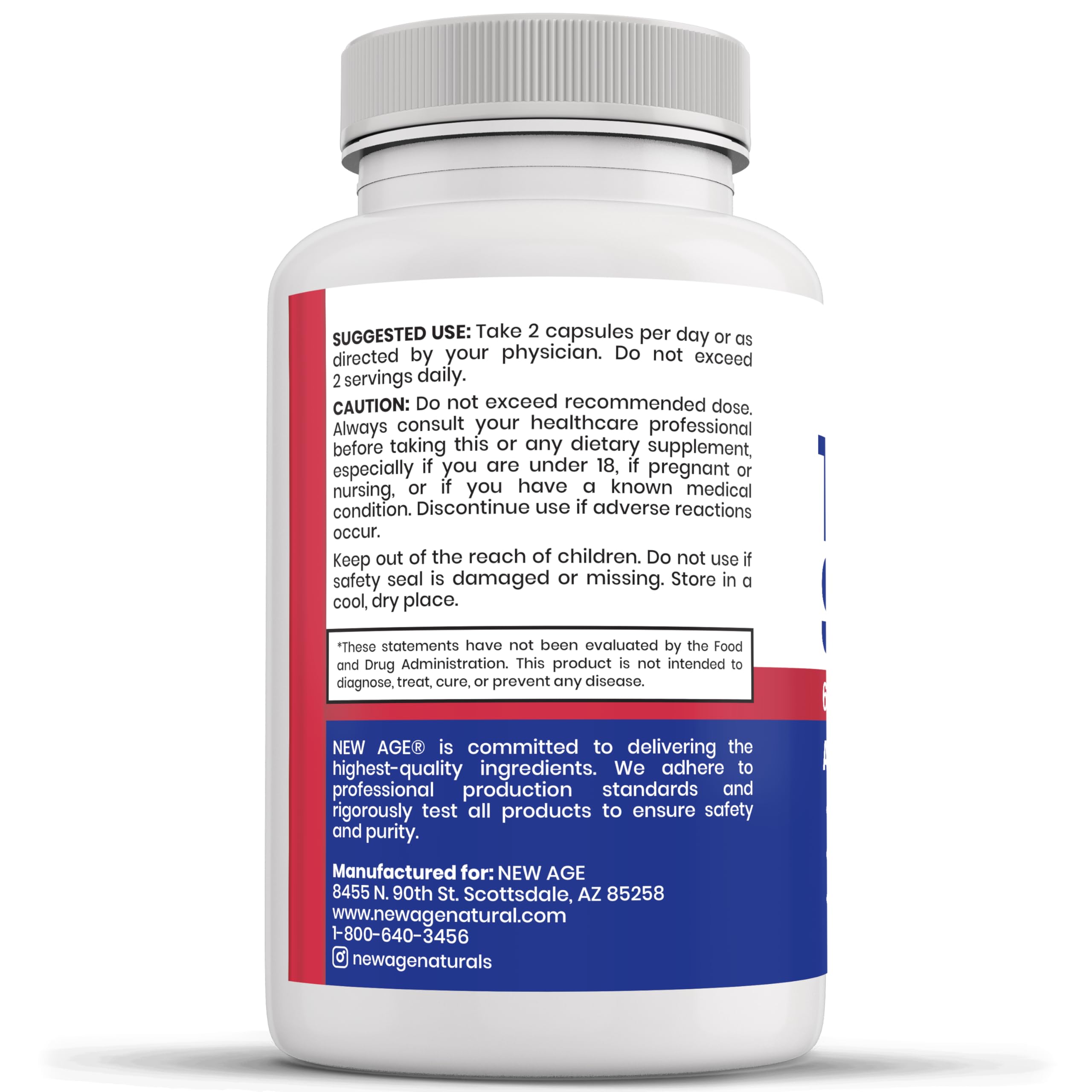 NEW AGE Thyroid Support non-GMO vegetarian badge indicating clean ingredients