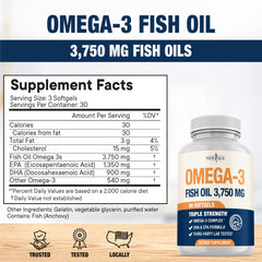 NEW AGE Omega-3 softgels close-up highlights burpless, clean taste and easy swallowing