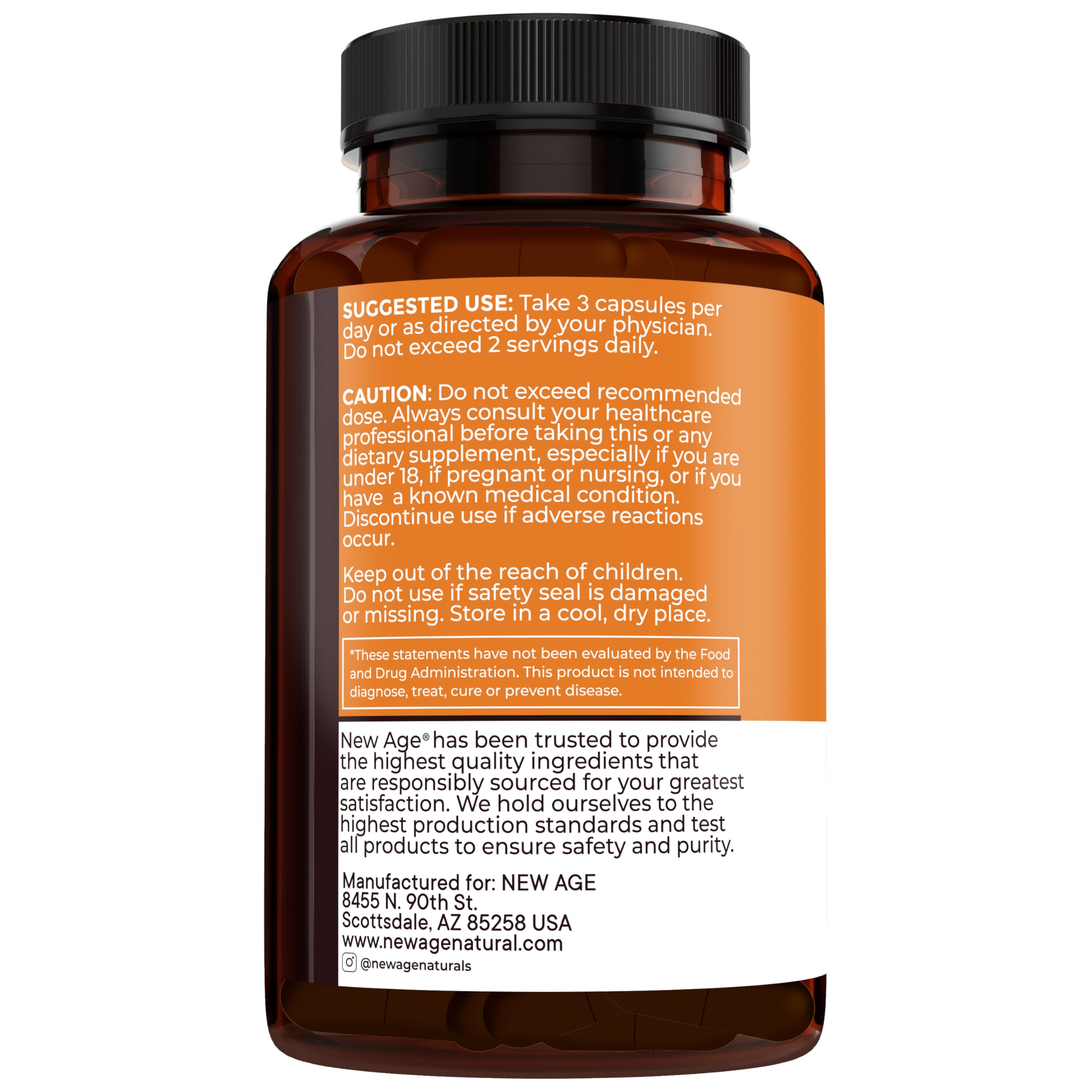 NEW AGE Turmeric Curcumin capsules close-up pill texture hints at easy swallow.