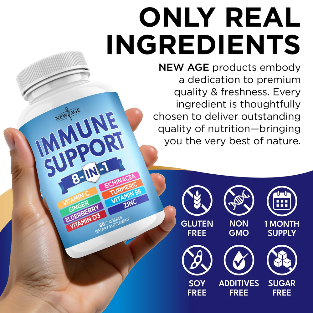 NEW AGE turmeric curcumin ginger capsules highlighting spice blend