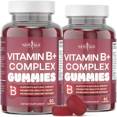 New Age Vitamin B Complex Gummies bottle with berry flavor for daily energy support.