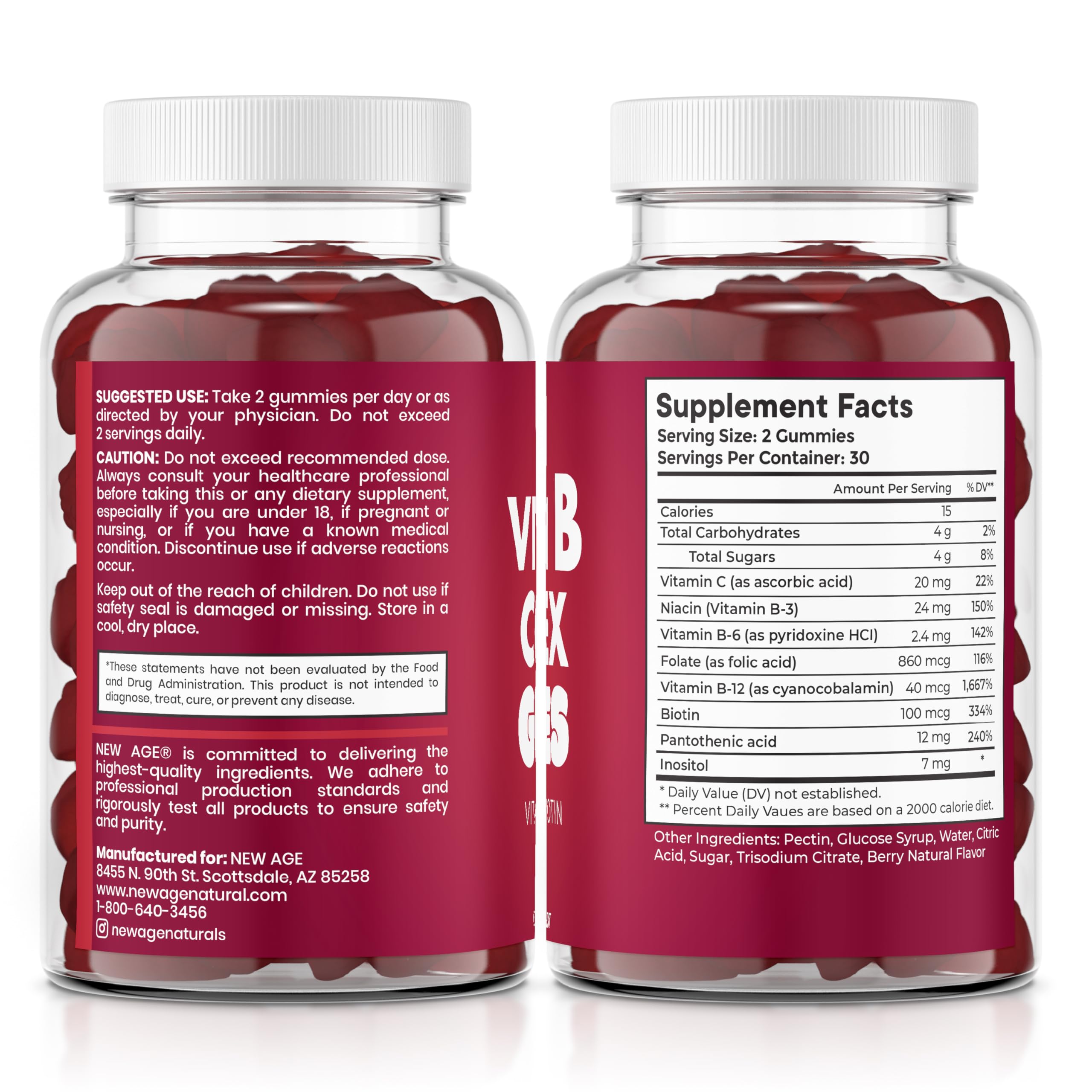 New Age Vitamin B Complex Gummies pack of 3; 180 gummies total value.