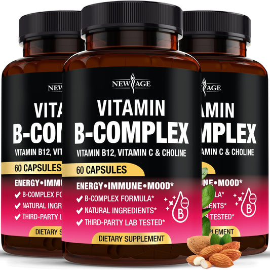 NEW AGE Vitamin B Complex tablets close-up for sustained energy support