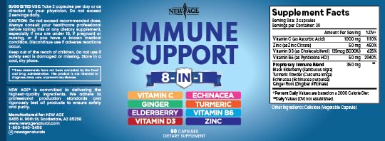 NEW AGE vitamin C and D3 ingredients close-up