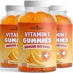 NEW AGE Vitamin C Gummies orange bottle on shelf showcasing immune support