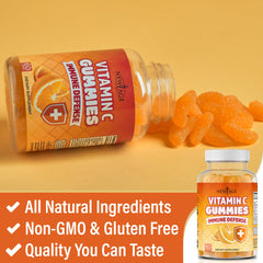 Packaging display of NEW AGE Vitamin C Gummies with 120-count bottle.