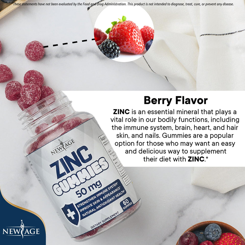 NEW AGE Zinc Gummies 2-pack packaging conveys value and convenience.