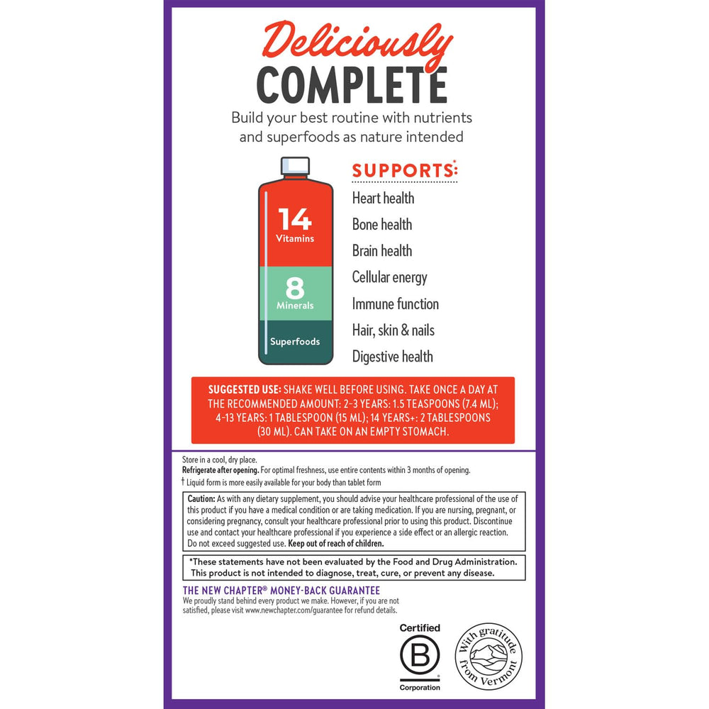 New Chapter label reveals 22 vitamins and minerals.