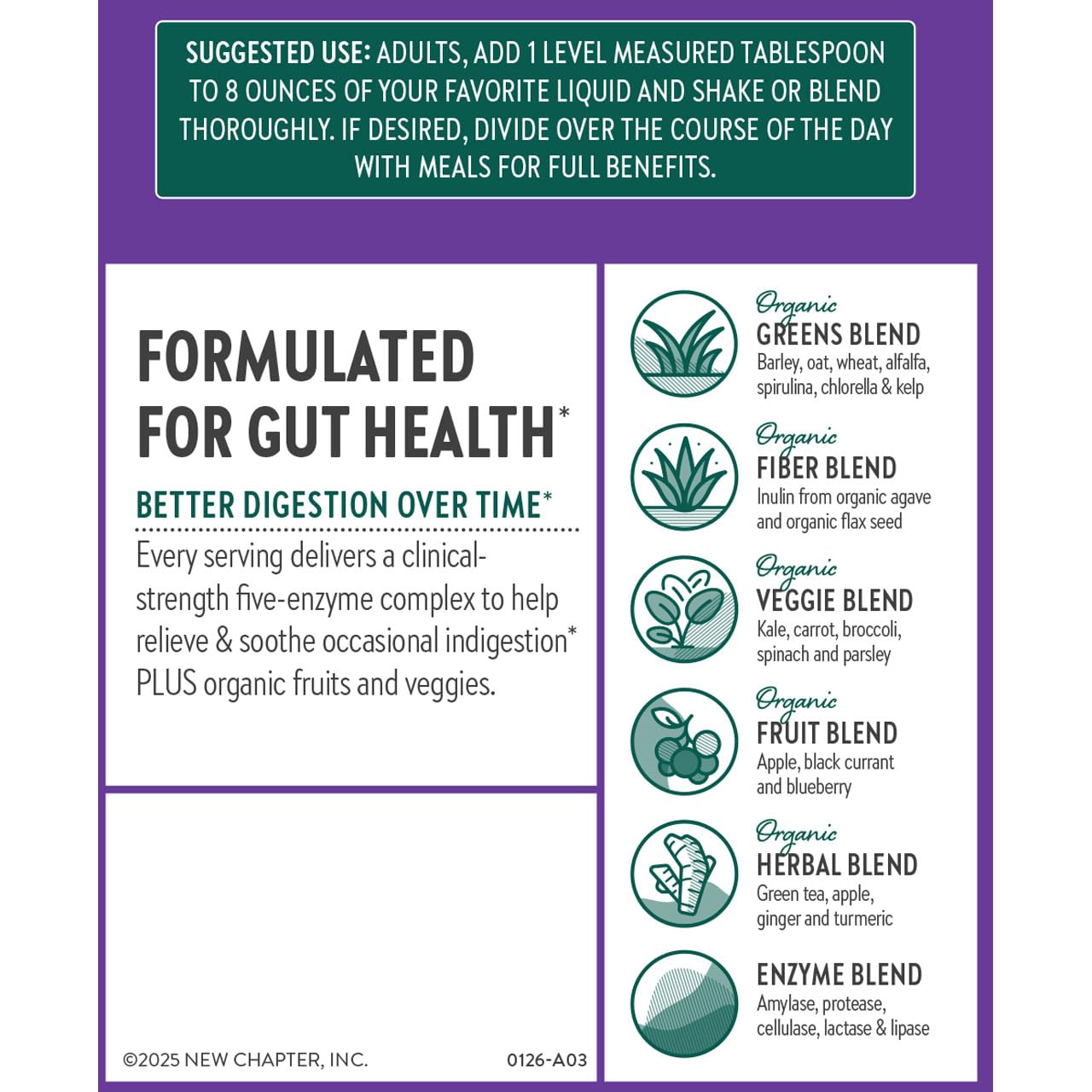 Vibrant greens and fruit elements representing All-Flora Digestive Super Greens