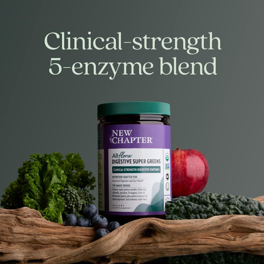 Scoop of All-Flora Digestive Super Greens being added to a shake for on-the-go use