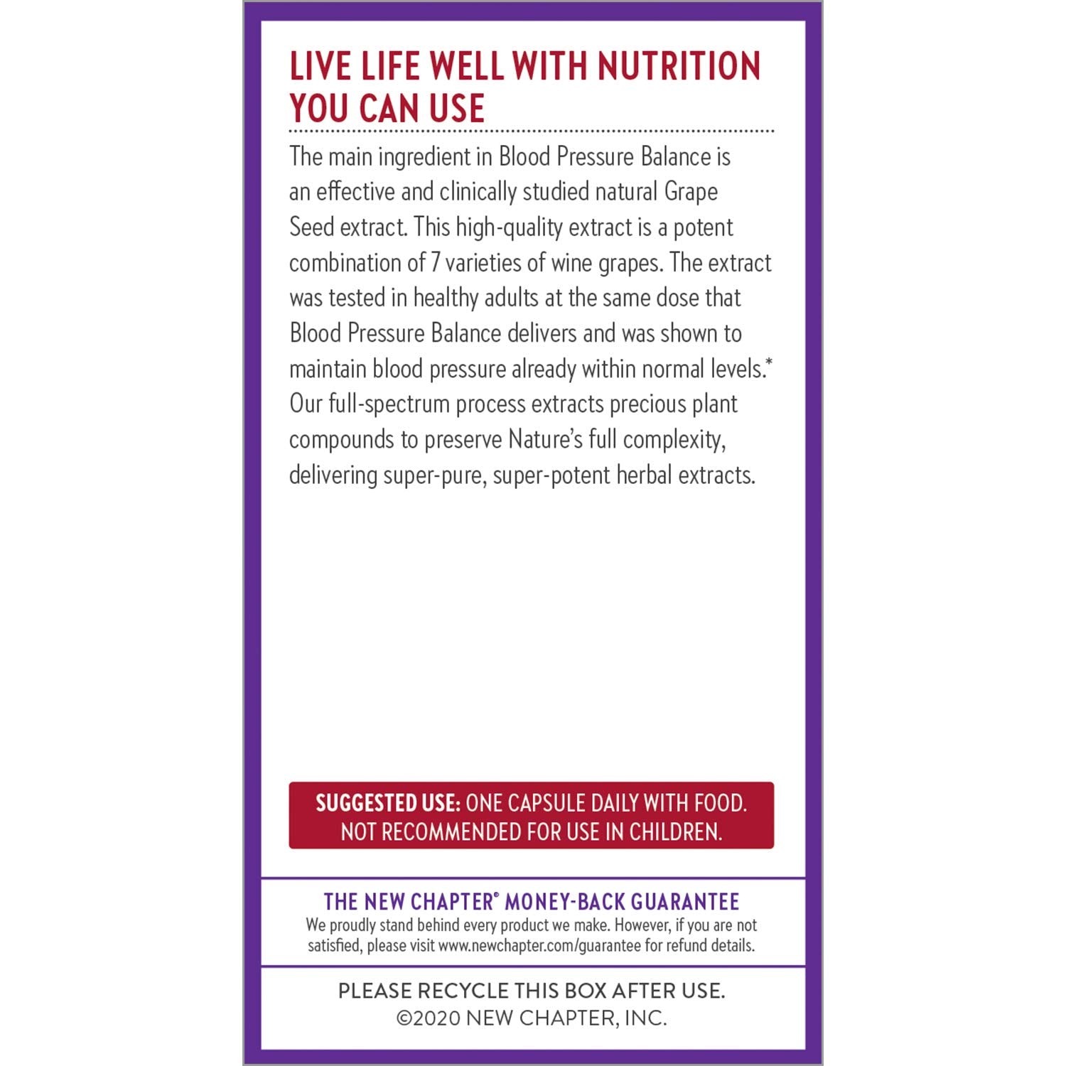 New Chapter Blood Pressure Take Care boxed packaging, premium vegan formula.