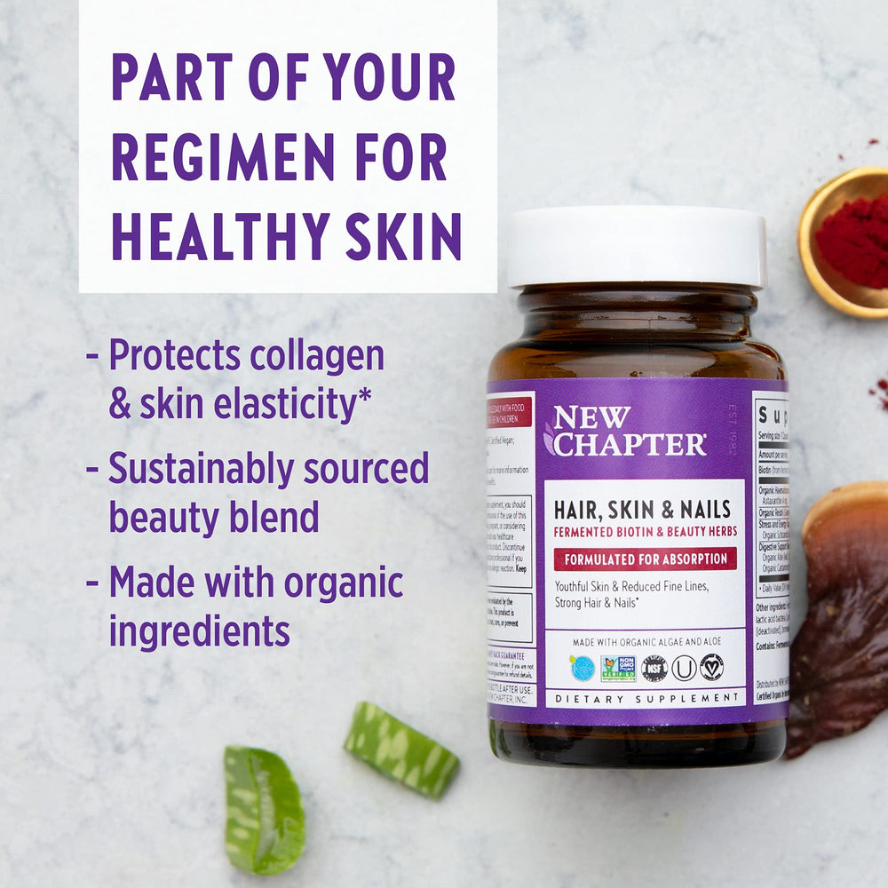 New Chapter bottle side label showcases certifications and ingredients.