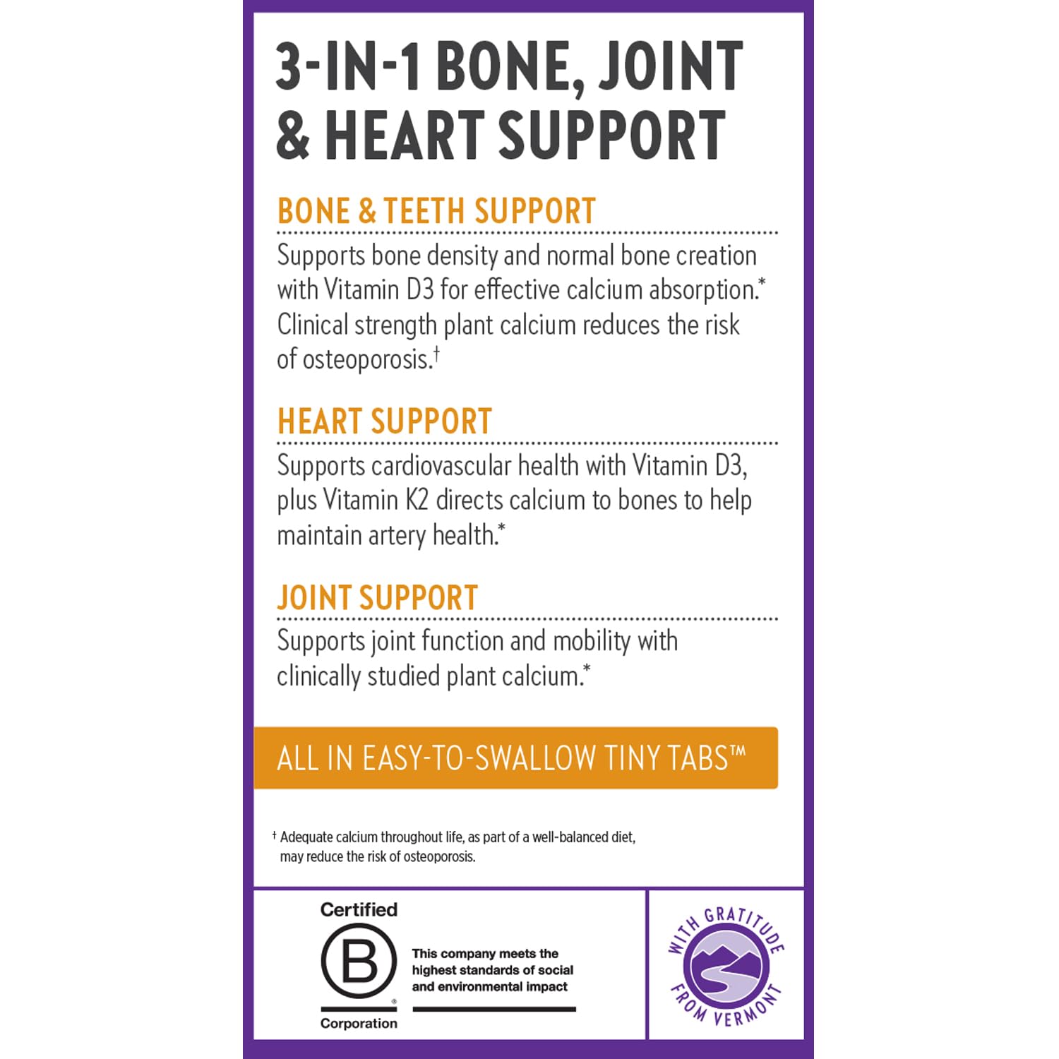 New Chapter calcium product label showing kosher and gluten-free notes