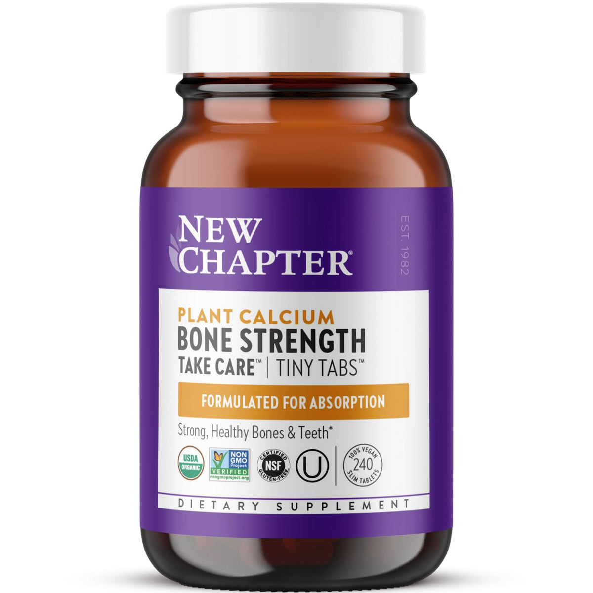 New Chapter calcium plant-based bottle on kitchen counter for daily use