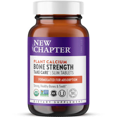 New Chapter calcium supplement bottle front — plant-based calcium for bone support.